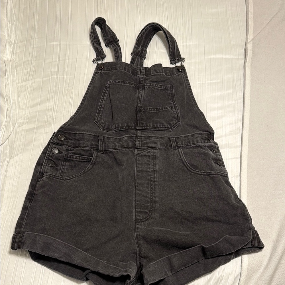 Free People Ziggy Black Denim Overalls